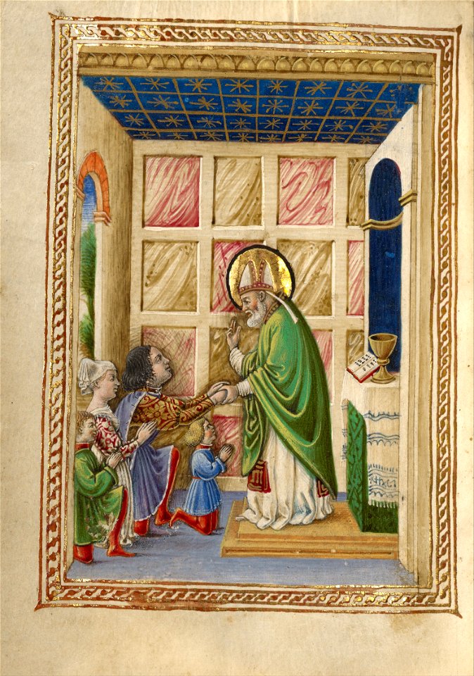 Taddeo Crivelli (Italian, died about 1479, active about 1451 - 1479) - Saint Bellinus Celebrating Mass - Google Art Project