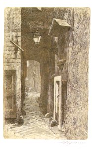 Telemaco Signorini acquaforte, Via de' Cavalieri, 1874