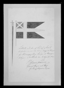 Teckning svensk örlogsflagga o vimpel - Livrustkammaren - 52564