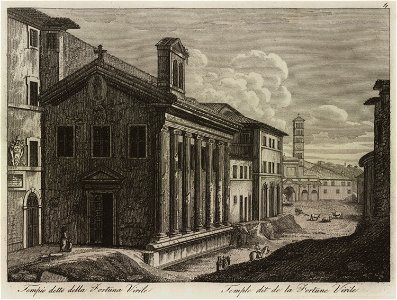 Tempio detto della Fortuna Virile - Li Monumenti Piú Celebri Di Roma Antica E Moderna Disegnati Da Vero Ed Incisi Dai Migliori Artisti Rome Presso Po - 1850