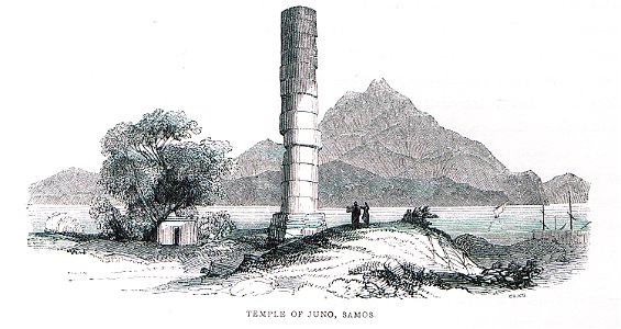 Temple of Juno, Samos - Allan John H - 1843. Free illustration for personal and commercial use.