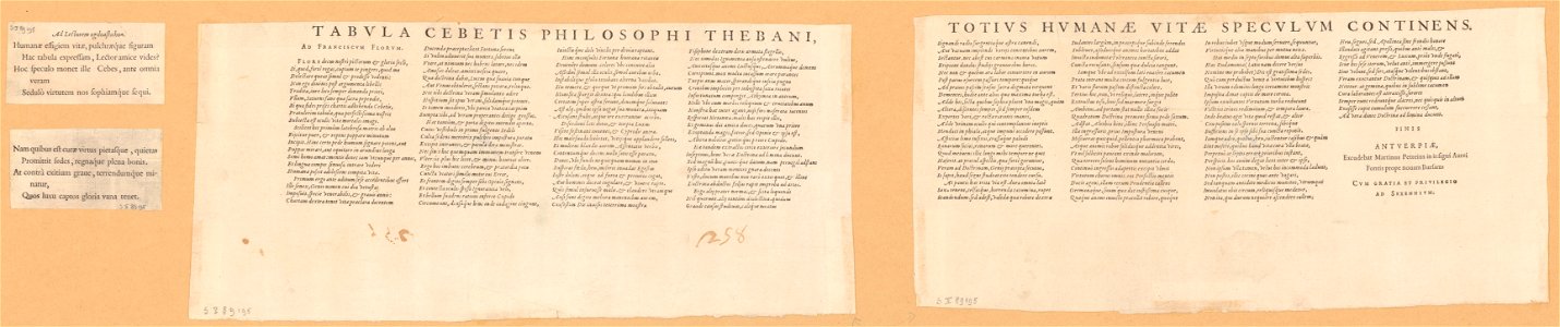 Tabula Cebetis 1561 print by Frans Floris I, 89195, Prints Department, Royal Library of Belgium (verso)