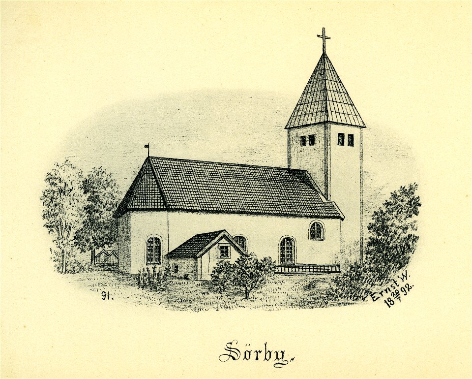 Sörby kyrka 1892 (Ernst Wennerblad 1902)