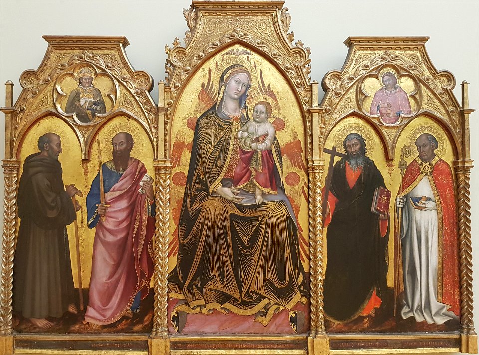 Taddeo di bartolo - vierge à l'enfant entre les saints Gérard, Paul, André et Nicolas (1395)