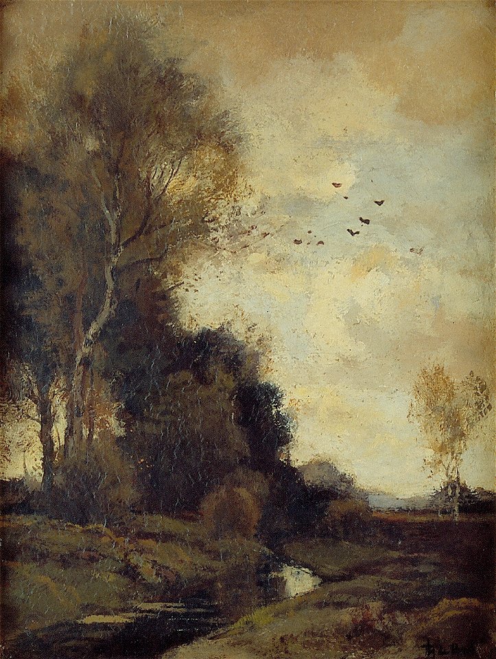 T.E.A. de Bock - Landschap met bomen aan greppel - AB9249 - Cultural Heritage Agency of the Netherlands Art Collection