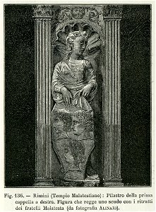 Tempio Malatestiano Pilastro della prima cappella xilografia
