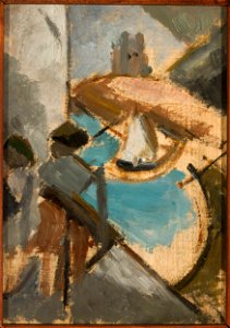 Tadeusz Makowski - Landscape with a sailing boat - MPW 2509 MNW - National Museum in Warsaw
