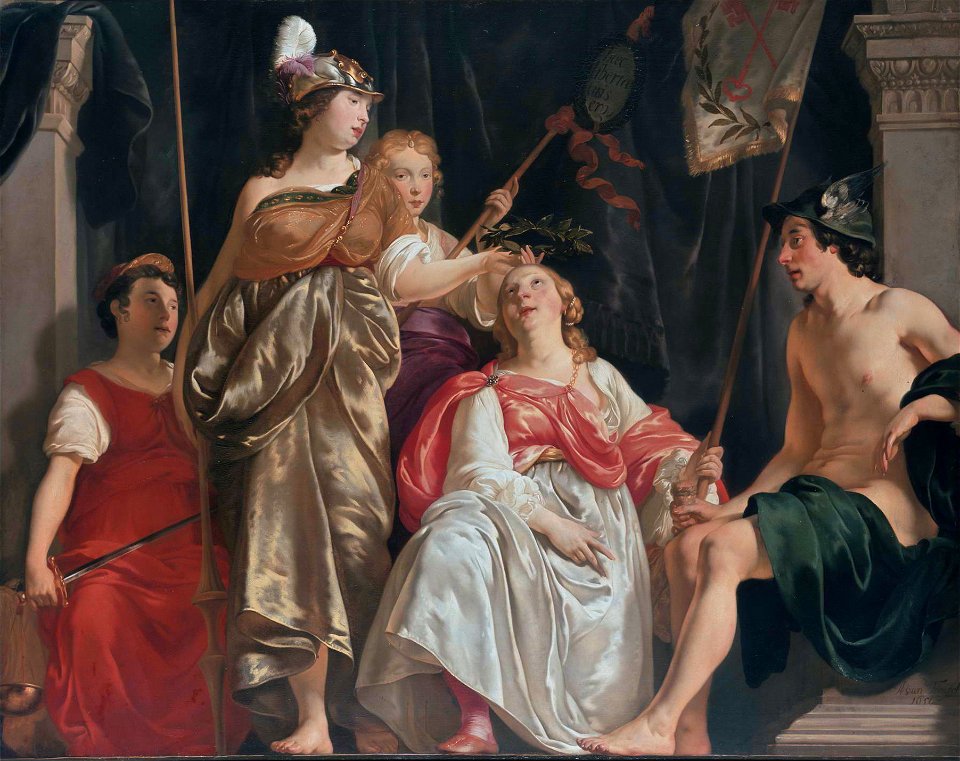 Tempel, Abraham Lambertsz. van den - Minerva Crowns the Maid of Leiden - 1650