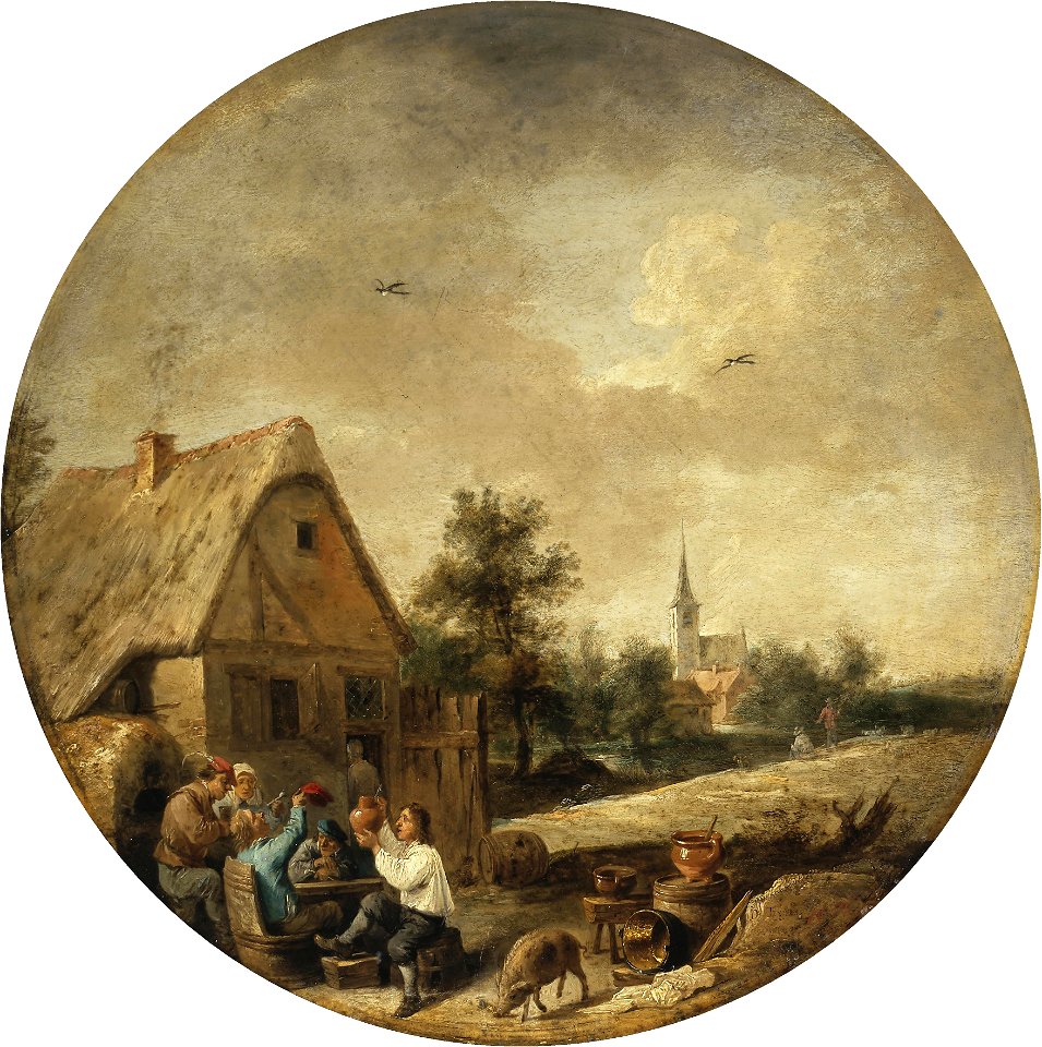 David Teniers (II) - Landscape with a Rural Tavern (1644)