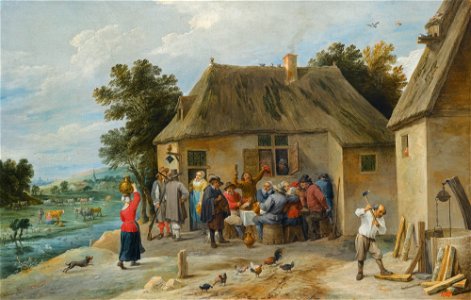 David Teniers II Countryside Inn 1654. Free illustration for personal and commercial use.