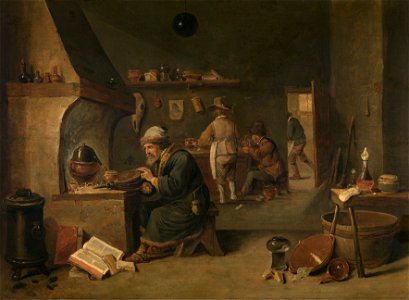 David Teniers de Jonge - Alchimist (KMSKA). Free illustration for personal and commercial use.