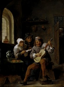 David Teniers (II) - Muziek makende boeren in een interieur (ca. 1650)