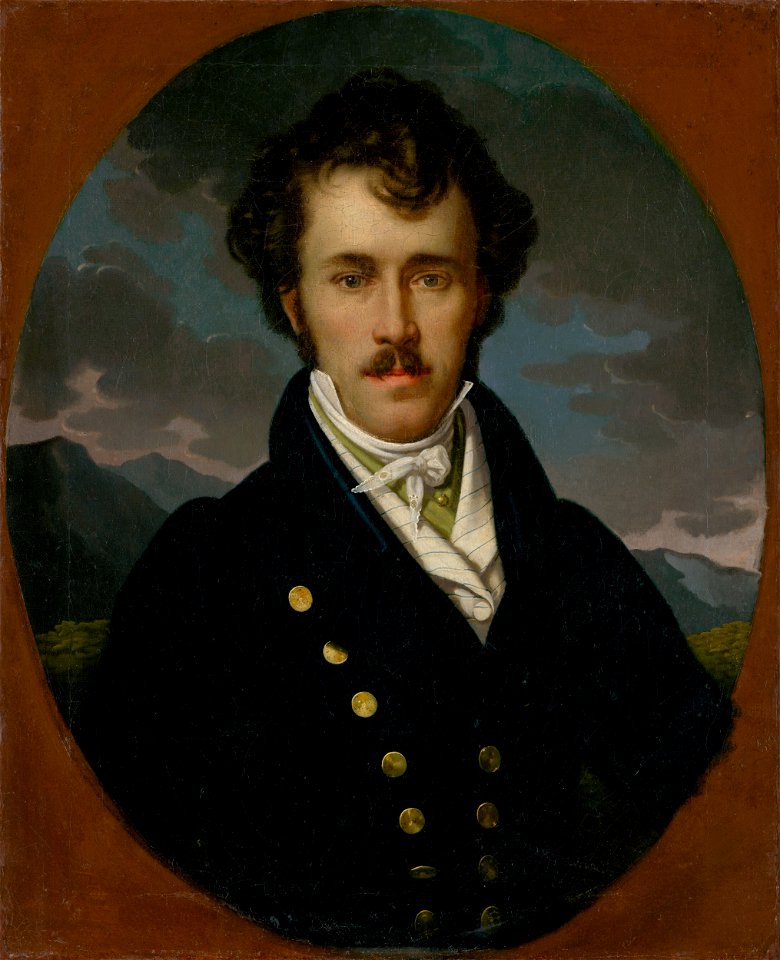 Teodor Boemm - Podobizeň muža s horskou krajinou v pozadí - O 1877 - Slovak National Gallery