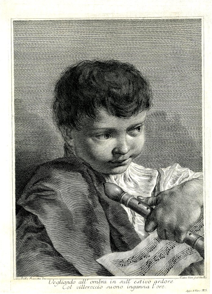 Teodoro Viero - Head of a boy holding a recorder and a sheet of music, looking to the right, after Piazzetta, 1927,0518.96