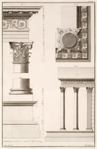 Temple of Rome and Augustus in Pula, Croatia- 1 Longitudinal elevation 2 Crypidoma, stylobate and base of the column 3 E - Le Roy Julien David - 1770