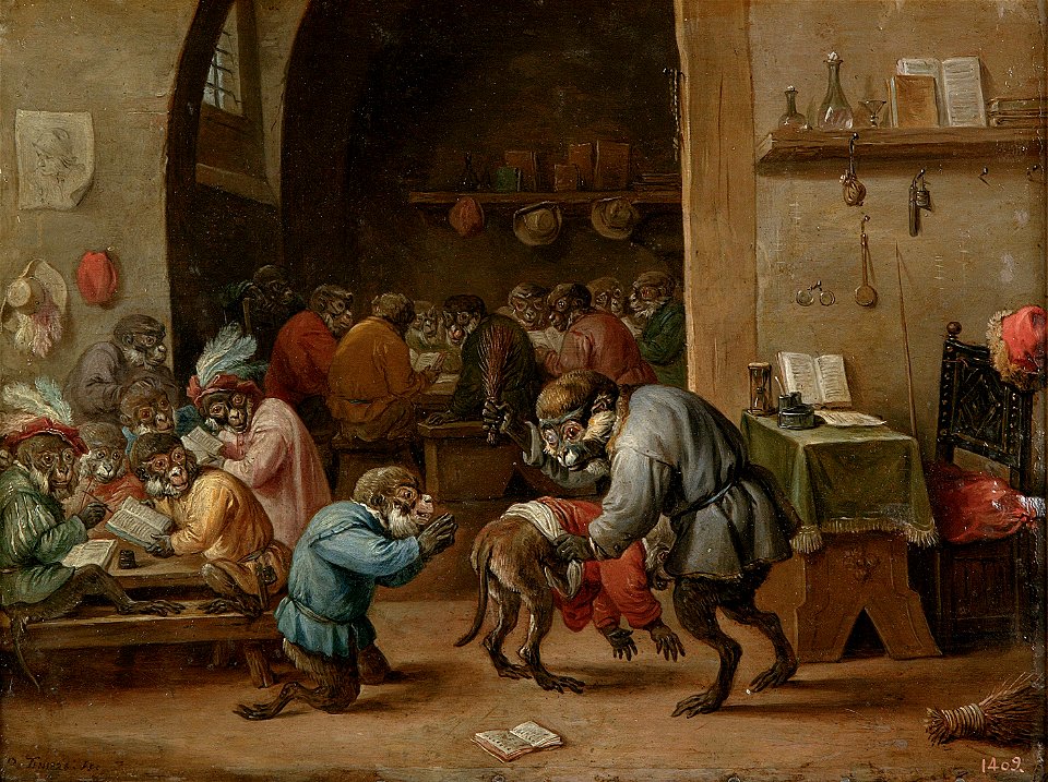 Teniers-monos en la escuela-prado