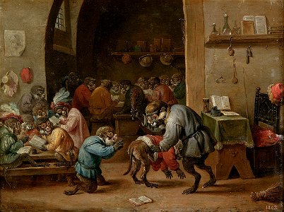 Teniers-monos en la escuela-prado