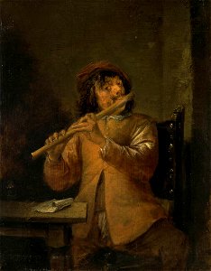 David Teniers (II) - The Flautist - WGA22063. Free illustration for personal and commercial use.