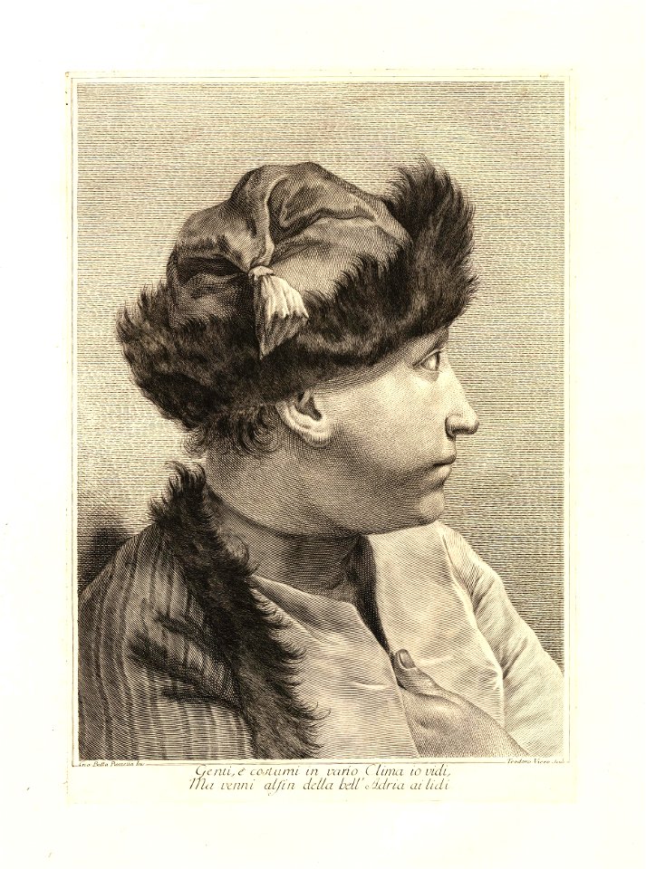Teodoro Viero - Head and shoulders of a youth wearing a fur-trimmed hat, in profile looking towards the right, after Piazzetta, 1877,0609.1620