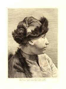 Teodoro Viero - Head and shoulders of a youth wearing a fur-trimmed hat, in profile looking towards the right, after Piazzetta, 1877,0609.1620