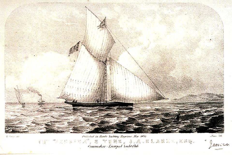 The Jessica 8 Tons, J.A. Clarke, Esq. Commodore- Liverpool Yacht Club. Published in Hunt's Yachting Magazine May 1854 RMG PU6553