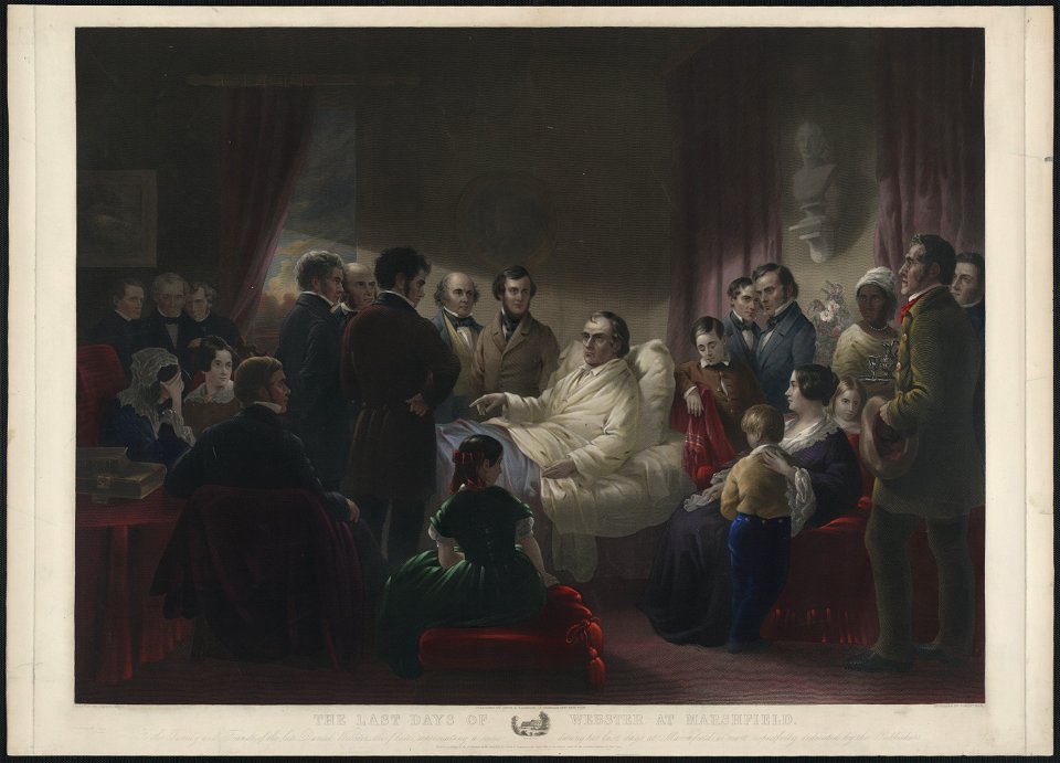 The last days of Webster at Marshfield - engraved by C. Mottram after painting by Joseph Ames. LCCN2003672992
