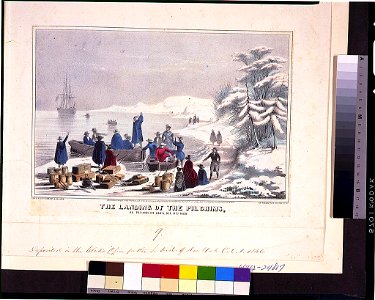 The landing of the Pilgrims, on Plymouth Rock, Dec. 11th 1620 - lith. & pub. by Sarony & Major. LCCN96504708