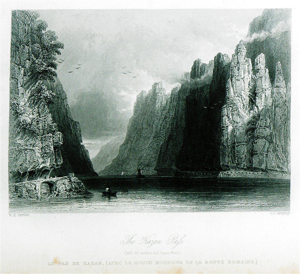 The Kazan Pass (with the modern and Roman roads) - Pardoe Julia - 1839