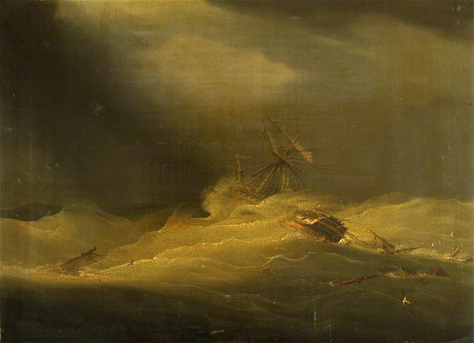 The Lady Castlereagh dismasted in a cyclone off Madras, 24 October 1818 RMG BHC3437