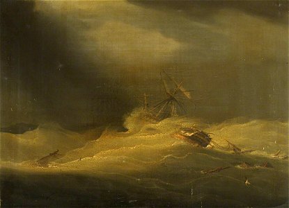 The Lady Castlereagh dismasted in a cyclone off Madras, 24 October 1818 RMG BHC3437