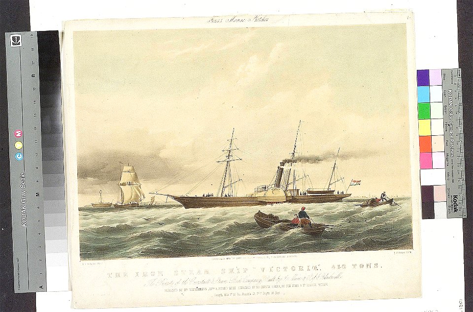 The Iron Steam Ship Victoria 416 Tons. The Property of the Cronstadt Steam Boat Company; Built by J Mare and Co of Blackwall. Fores's Marine Sketches RMG PY0264