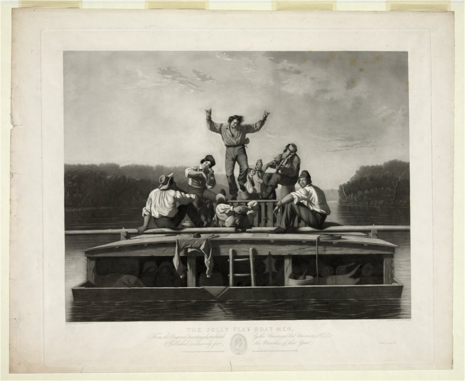 The jolly flat boat men - painted by G.C. Bingham, esq. ; engraved by T. Doney ; printed by Powell & Co. LCCN96516487
