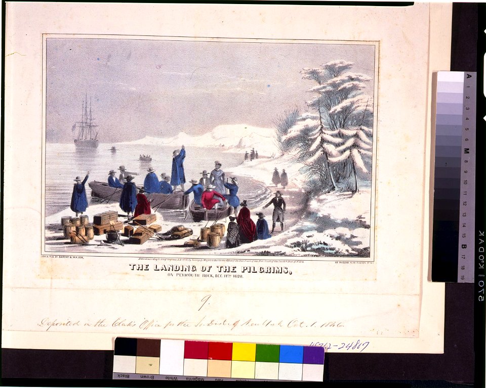 The landing of the Pilgrims, on Plymouth Rock, Dec. 11th 1620 - lith. & pub. by Sarony & Major. LCCN96504708