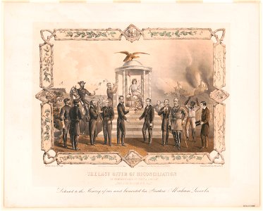 The last offer of reconciliation in remembrance of Prest. A. Lincolns. The door is open for all - H. Thomas ; lithogr. by Kimmel & Forster, 256 Canal Str., N.Y. LCCN2004665367