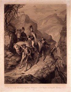 The late Field Marshals of England; Wellington & Lord Raglan, crossing the Pyrenees, 1813 by Thomas Jones Barker