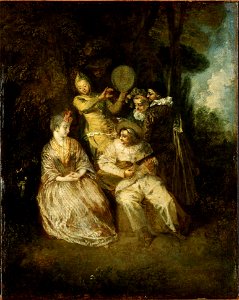 The Italian Serenade (Antoine Watteau) - Nationalmuseum - 22701. Free illustration for personal and commercial use.