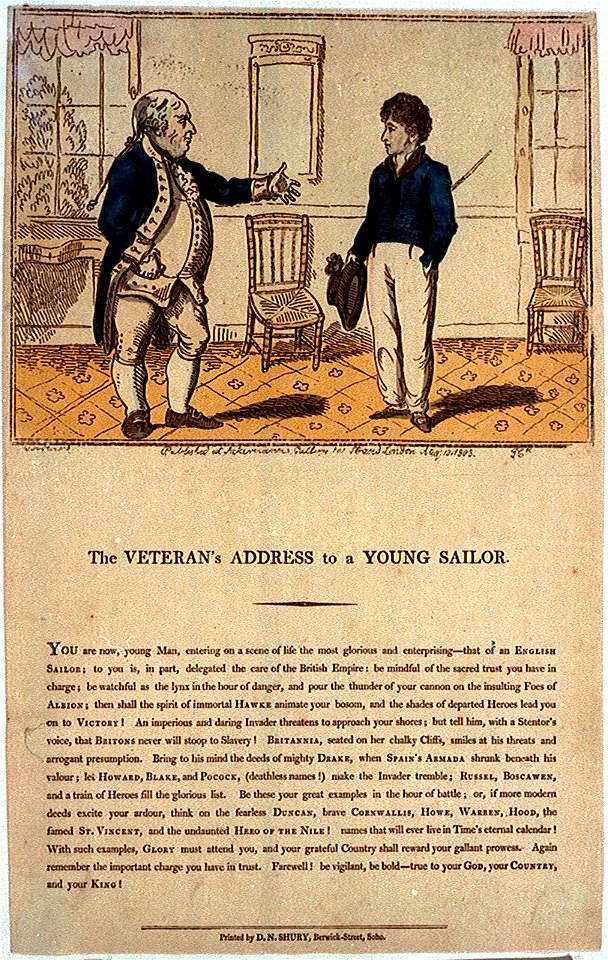 The Veteran's Address to a Young Sailor (caricature) RMG PW4162