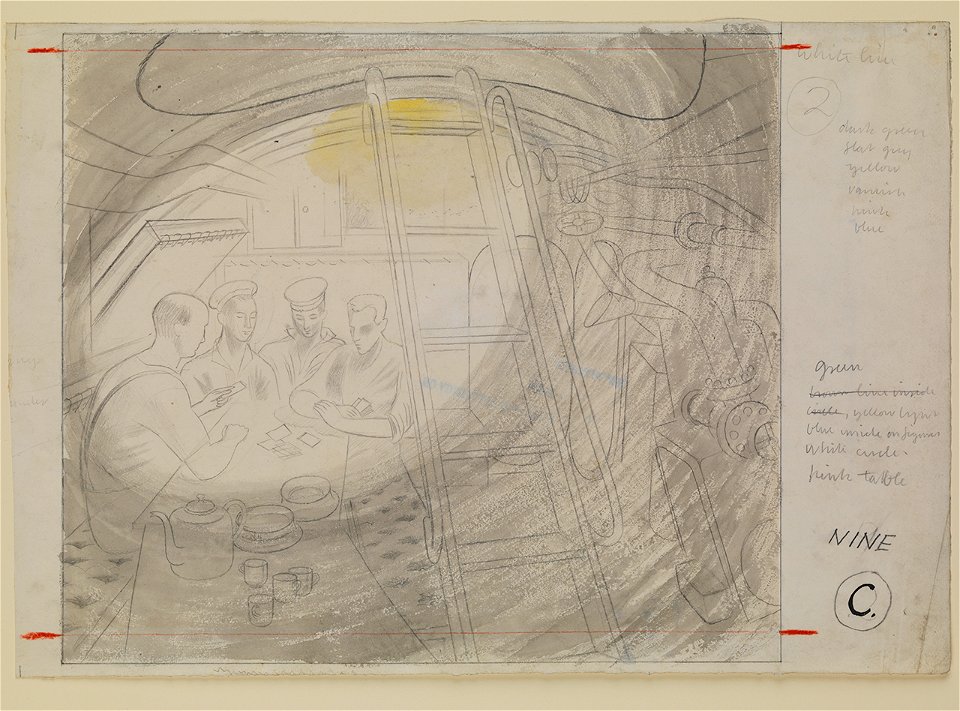 The Ward (Mess) Room (from the 'Submarines' series) - Drawing PT0740