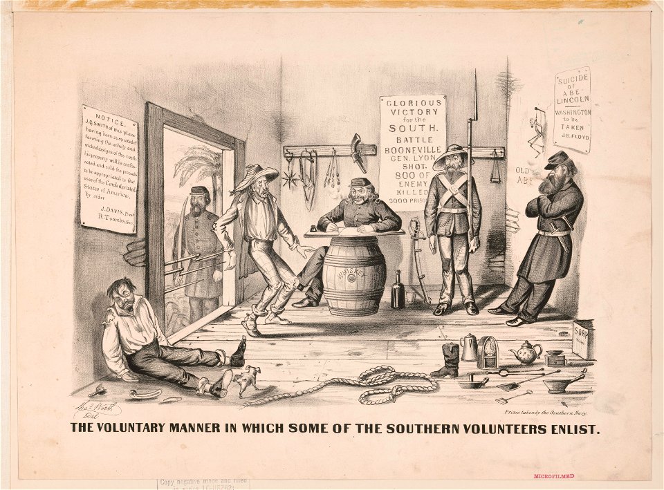 The voluntary manner in which some of the Southern volunteers enlist - Thos. Worth, del. LCCN2003674597