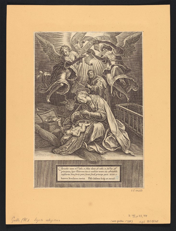 The Virgin Adoring The Child s.d print by Stradanus, S.I 54329, Prints Department, Royal Library of Belgium