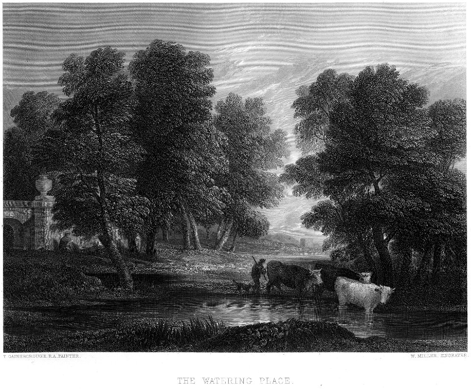 The Watering Place engraving by William Miller after Gainsborough