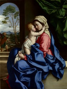 The Virgin and Child Embracing, 1660-85, Sassoferrato. Free illustration for personal and commercial use.