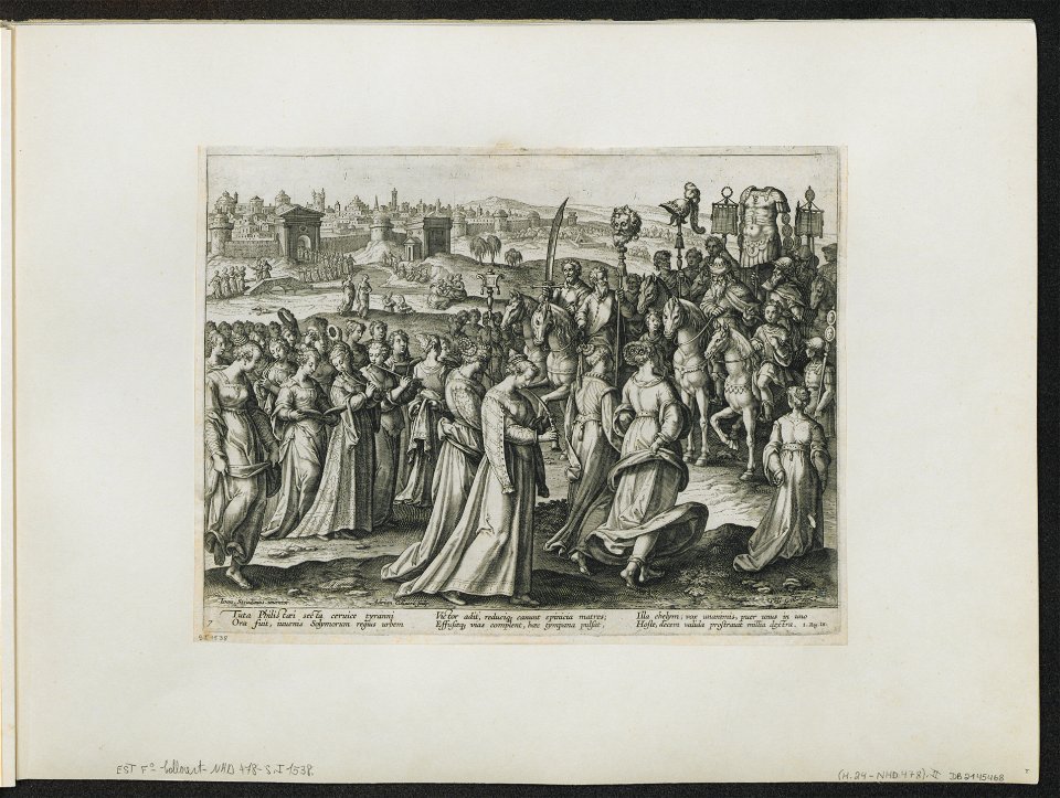 The Women of Israel Singing and Dancing at David's Return ca.1589 print by Stradanus, S.I 1538, Prints Department, Royal Library of Belgium