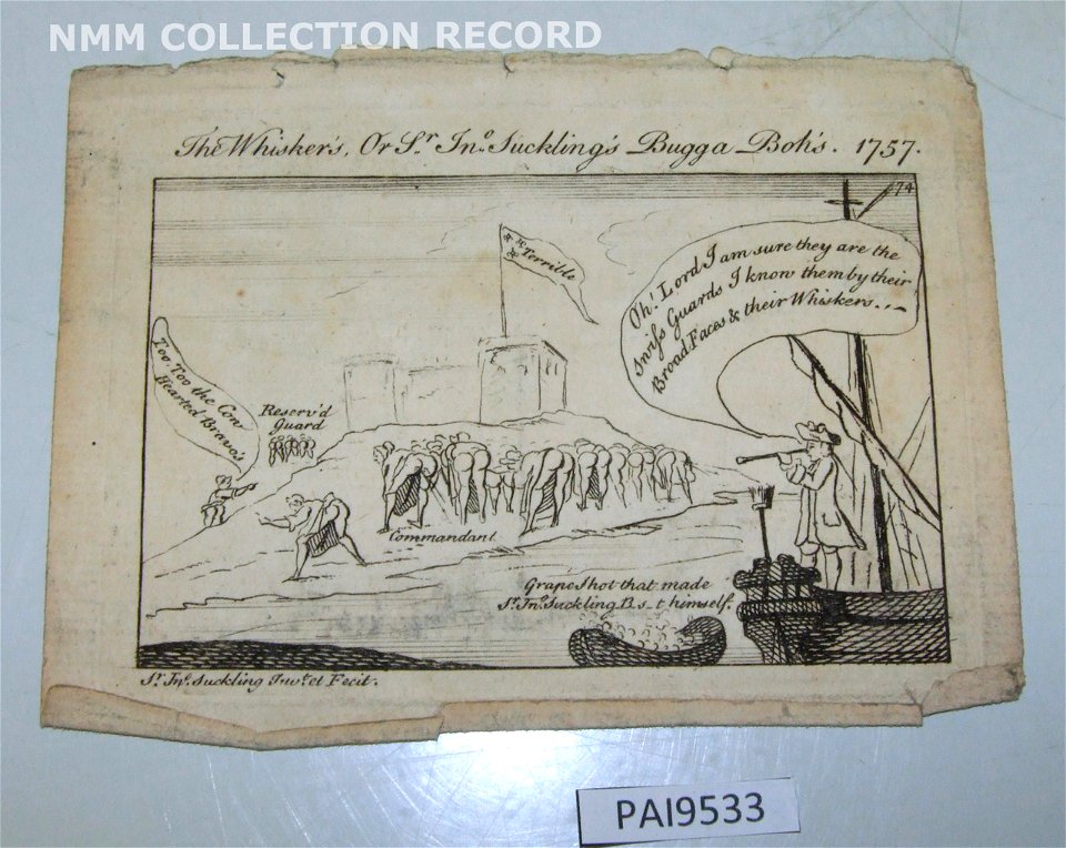 The Whisker's. Or Sr Jn Suckling's Bugga Boh's 1757 (caricature) RMG RV6425