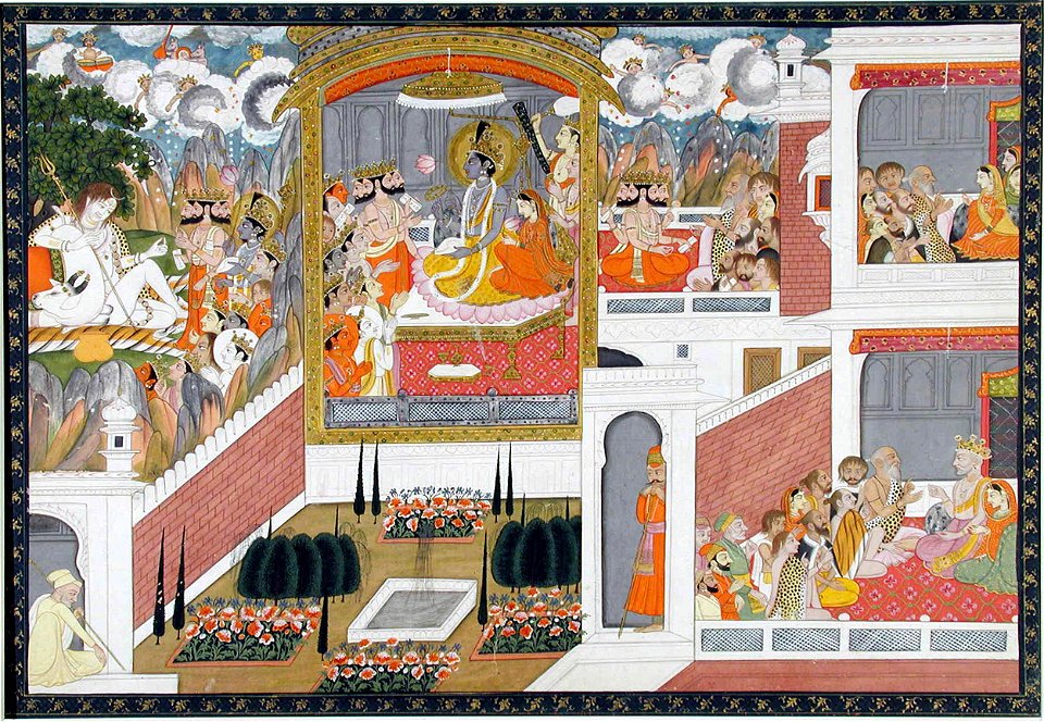 The worship of Shiva, Vishnu and Brahma (6124593967)