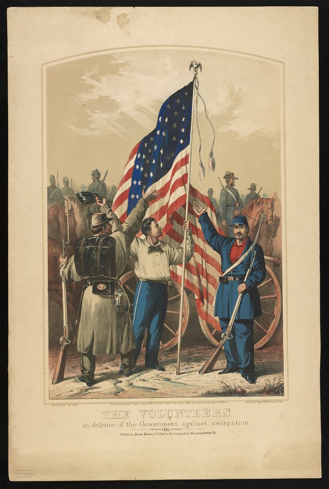 The volunteers in defence of the government against usurpation, 1861 - James Queen del. & lith. ; printed in oil colors by P.S. Duval & Son Ph'a. LCCN2013650021