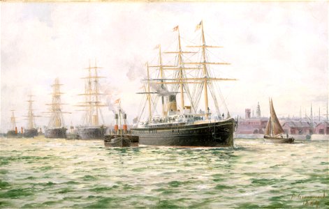 The White Star Line steamship 'Adriatic' leaving Liverpool RMG BHC3173