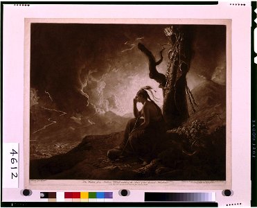 The widow of an Indian chief, watching the arms of her deceas'd husband - painted by J. Wright ; engraved by J.R. Smith. LCCN96511978