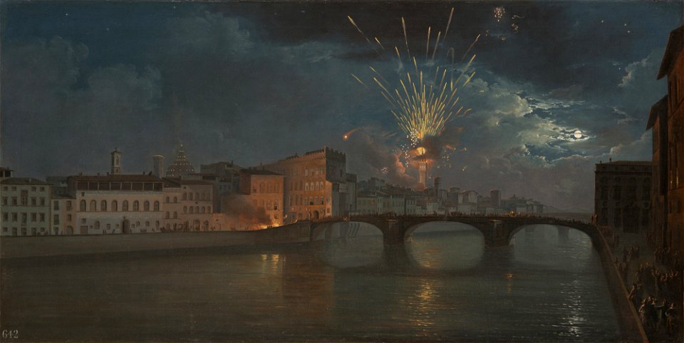 Thomas Patch (c. 1725-82) - A view of the Arno in Florence by night - RCIN 403534 - Royal Collection
