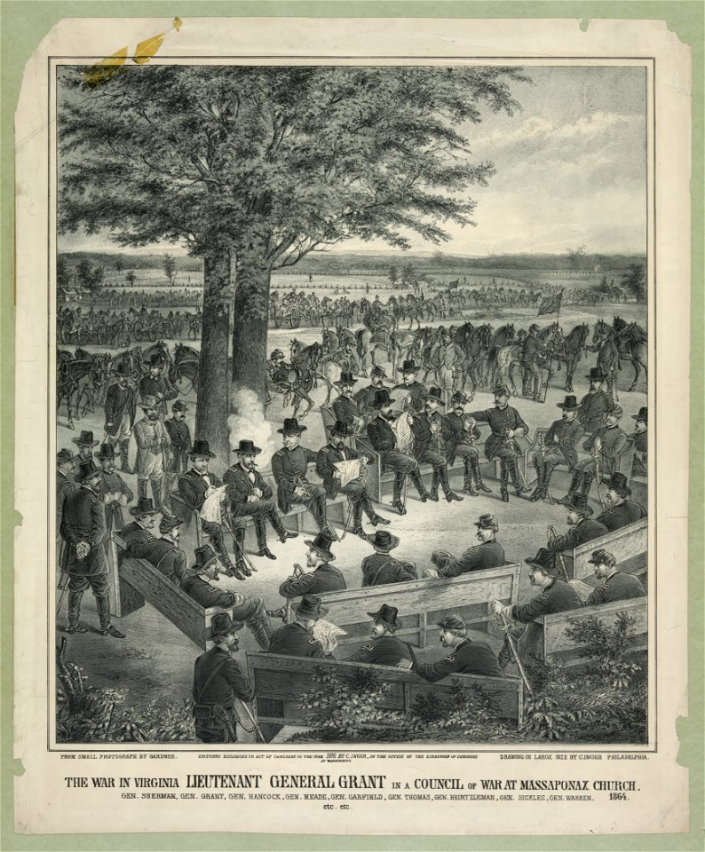 The war in Virginia Lieutenant General Grant in a council of war at Massaponax Church LCCN2004670514
